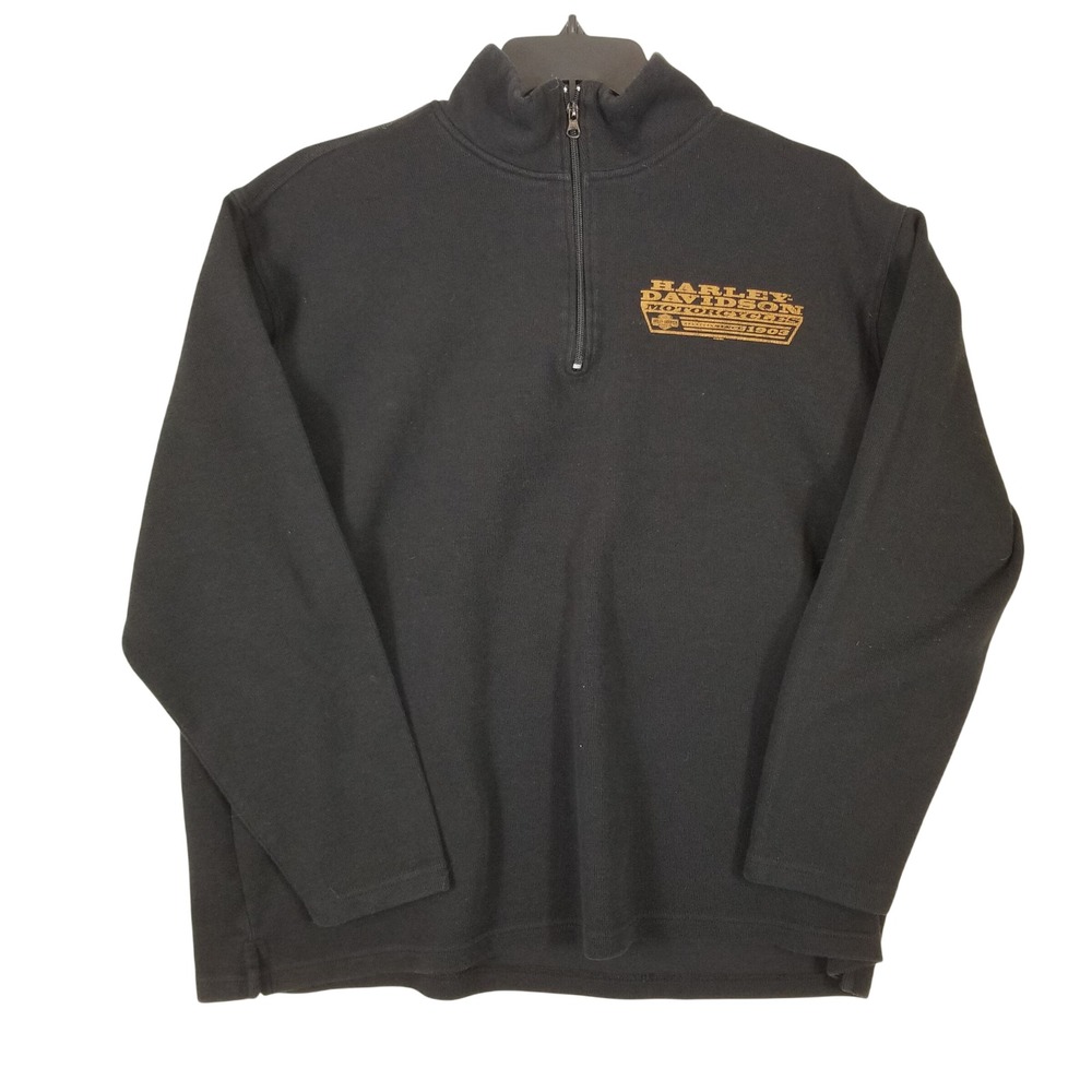 Harley Davidson Mens Black Quarter Zip Pullover Olympia WA Northwest Graphic L